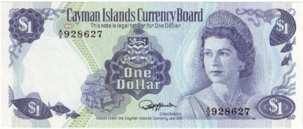 Банкнота 1 доллар. 1974 год, Каймановы острова.