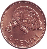 Монета 2 сенити. 1968 год, Тонга. Гигантская черепаха. Монета 2 сенити. 1968 год, Тонга. Гигантская черепаха.