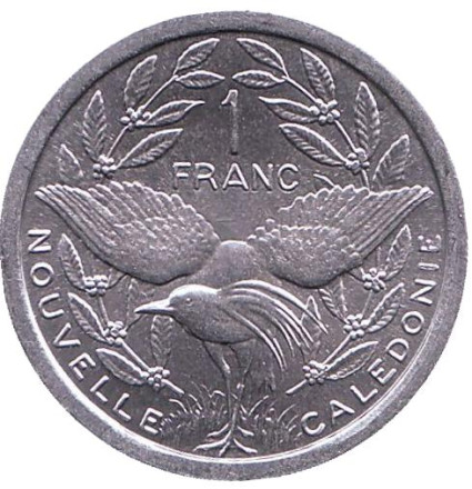Монета 1 франк. 2016 год, Новая Каледония. UNC. Птица кагу.
