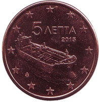 Монета 5 центов. 2015 год, Греция.