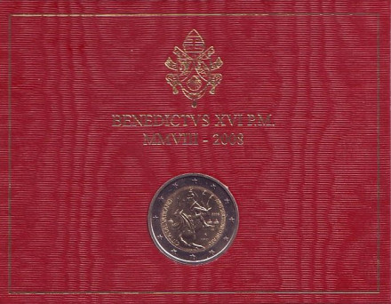 Монета 2 евро. 2008 год, Ватикан. (в буклете) Год святого Апостола Павла.