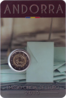 30 лет реформе избирательного права. Монета 2 евро. 2015 год, Андорра.