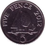 Монета 5 пенсов, 2012 год, Гернси. Парусники. Монета 5 пенсов, 2012 год, Гернси. Парусники.