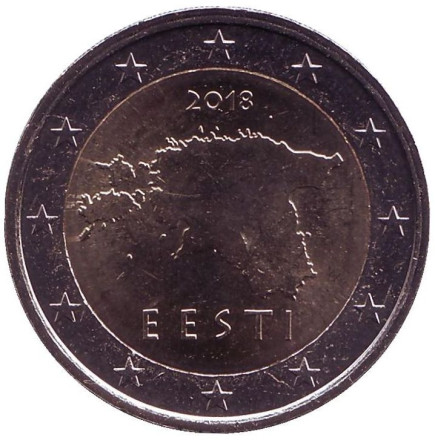 Монета 2 евро. 2018 год, Эстония.