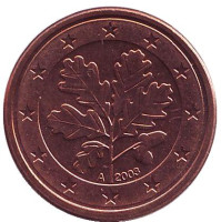 Монета 1 цент. 2003 год (А), Германия.