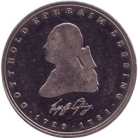 200 лет со дня смерти Готхольда Эфраима Лессинга. Монета 5 марок. 1981 год, ФРГ.
