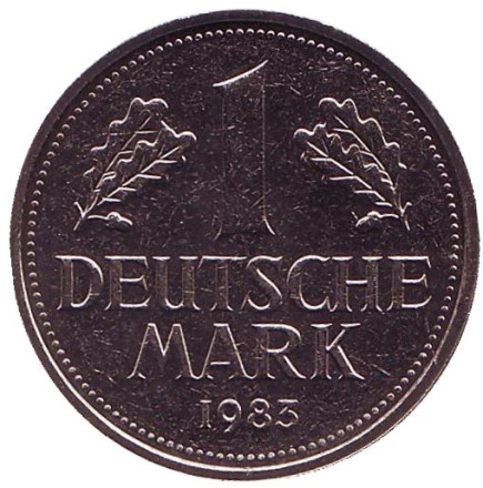 Монета 1 марка. 1983 год (F), ФРГ.
