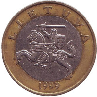 Рыцарь. Монета 2 лита. 1999 год, Литва.