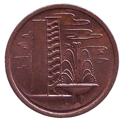 Монета 1 цент. 1976 год, Сингапур. (Немагнитная)