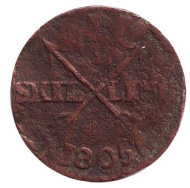 Монета 1/12 скиллинга. 1805 год, Швеция. Монета 1/12 скиллинга. 1805 год, Швеция.