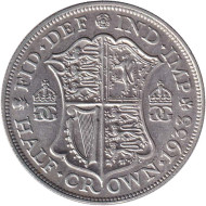 Монета 1/2 кроны. 1933 год, Великобритания. Монета 1/2 кроны. 1933 год, Великобритания.