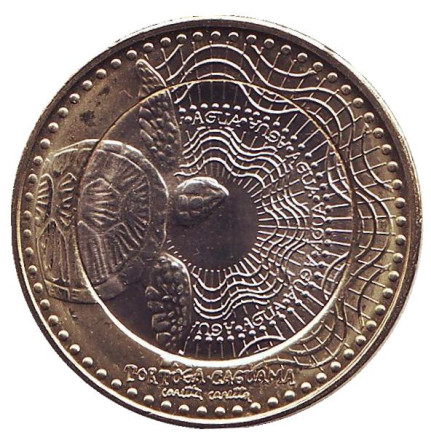 Монета 1000 песо. 2017 год, Колумбия. UNC. Морская черепаха.