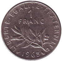 Монета 1 франк. 1965 год, Франция.