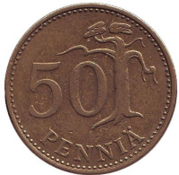 Монета 50 пенни. 1979 год, Финляндия.