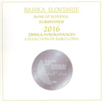 25-летие независимости Словении. Годовой набор монет евро (10 шт.) в буклете. 2016 год, Словения.