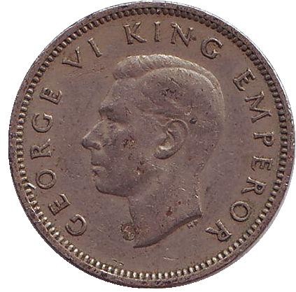 Монета 6 пенсов. 1947 год, Новая Зеландия. Гуйя. Монета 6 пенсов. 1947 год, Новая Зеландия. Гуйя.