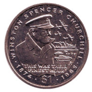 Монета 1 доллар. 1995 год, Либерия. Уинстон Черчилль. Монета 1 доллар. 1995 год, Либерия. Уинстон Черчилль.