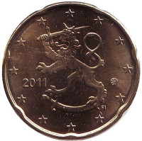 Монета 20 центов. 2011 год, Финляндия.