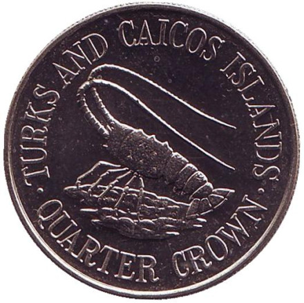 Монета 1/4 кроны, 1981 год, Тёркс и Кайкос. Лангуст.