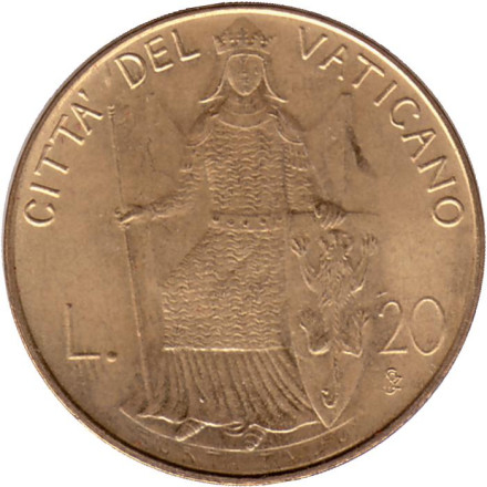Монета 20 лир. 1979 год, Ватикан. Сила.