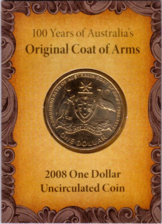Монета 1 доллар. 2008 год (S), Австралия. 100 лет первому гербу.