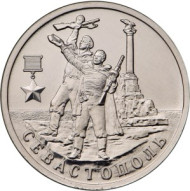 Монета 2 рубля. 2017 год, ММД. Россия. Город-герой Севастополь. Монета 2 рубля. 2017 год, ММД. Россия. Город-герой Севастополь.