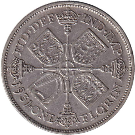 Монета 1 флорин (2 шиллинга). 1931 год, Великобритания.