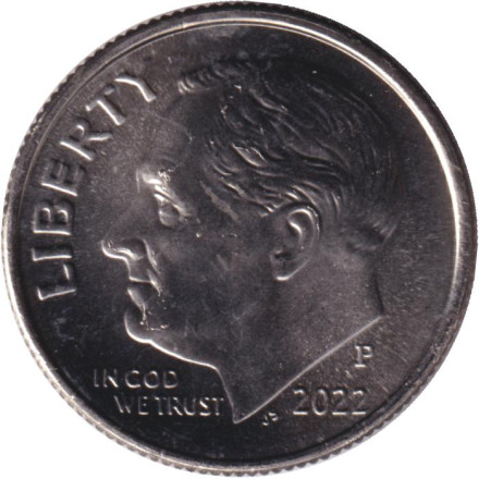 Монета 10 центов. 2022 (P) год, США. Рузвельт.