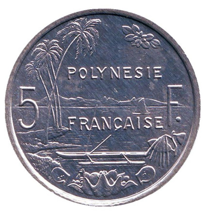 Монета 5 франков. 1986 год, Французская Полинезия. UNC.