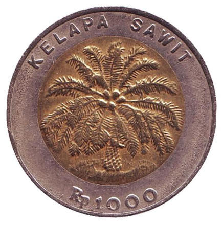 Монета 1000 рупий. 2000 год, Индонезия. Пальма.