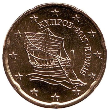 Монета 20 центов. 2017 год, Кипр.