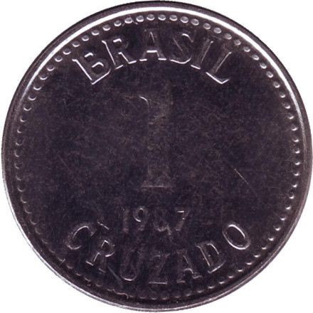 Монета 1 крузадо. 1987 год, Бразилия.