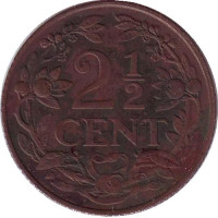 Монета 2,5 цента. 1941 год, Нидерланды. (Бронза)