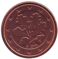 Монета 1 цент. 2003 год (G), Германия.