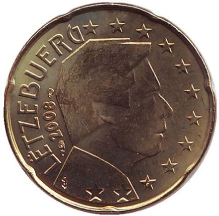 Монета 20 центов. 2008 год, Люксембург.