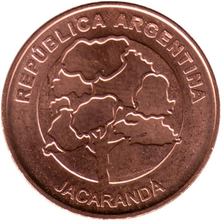 Монета 1 песо. 2020 год, Аргентина. Жакаранда. Серия "Деревья Аргентины".
