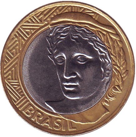 Монета 1 реал. 2011 год, Бразилия. Монета 1 реал. 2011 год, Бразилия.