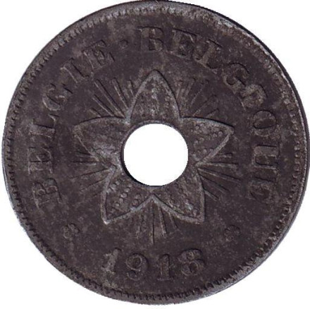 Монета 50 сантимов. 1918 год, Бельгия. Монета 50 сантимов. 1918 год, Бельгия.