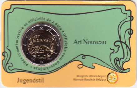 Монета 2 евро. 2023 год, Бельгия. 130-летие бельгийского модерна (Ар-Нуво). (Надпись: Belgique).