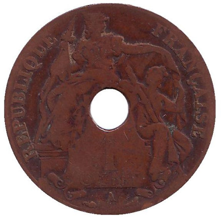Монета 1 цент. 1910 год (A), Французский Индокитай.