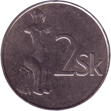 Монета 2 кроны. 2007 год, Словакия. Статуя Венеры.