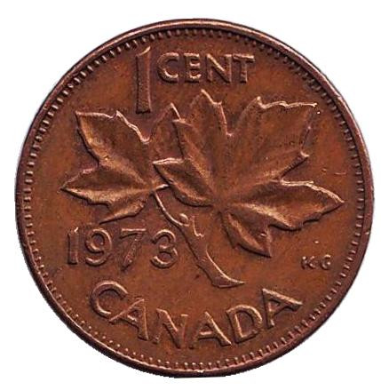 Монета 1 цент. 1973 год, Канада.