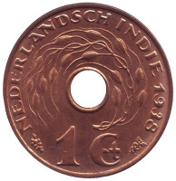 Монета 1 цент. 1938 год, Нидерландская Индия. 