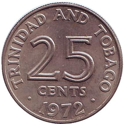 Монета 25 центов. 1972 год, Тринидад и Тобаго.