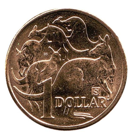 Монета 1 доллар. 2019 год, Австралия. (Отметка: "S" - Сидней) Кенгуру.