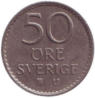 Монета 50 эре. 1967 год, Швеция. Монета 50 эре. 1967 год, Швеция.
