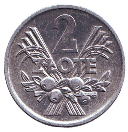 Монета 2 злотых. 1972 год. Польша. aUNC.