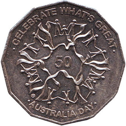 Монета 50 центов. 2010 год, Австралия. Из обращения. День Австралии.