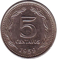 Монета 5 сентаво. 1959 год, Аргентина. Монета 5 сентаво. 1959 год, Аргентина.