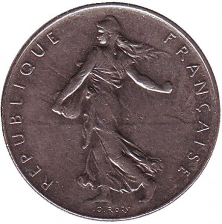 Монета 1 франк. 1978 год, Франция. Монета 1 франк. 1978 год, Франция.